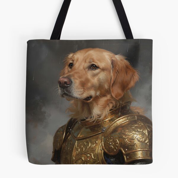 Item preview, Golden Retriever Knight – Noble Dog Warrior in Ornate Fantasy Armor designed and sold by cr6zym1nd.