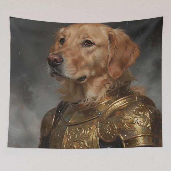 Item preview, Golden Retriever Knight – Noble Dog Warrior in Ornate Fantasy Armor designed and sold by cr6zym1nd.