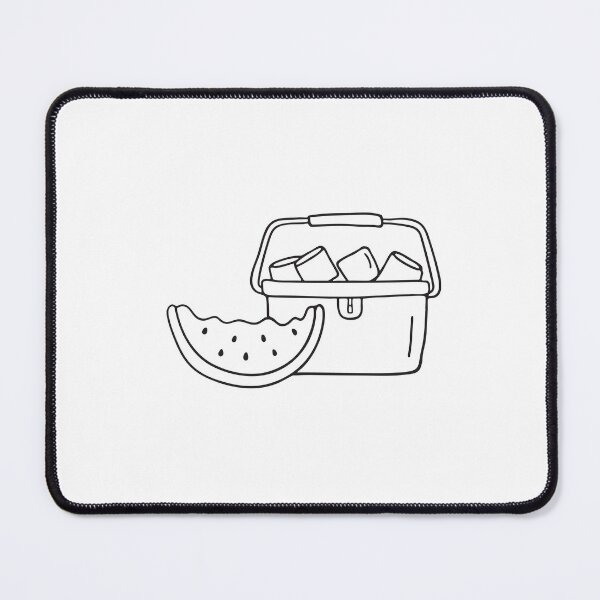 Item preview, A bitten slice of watermelon beside a ice box designed and sold by rasagamastore.