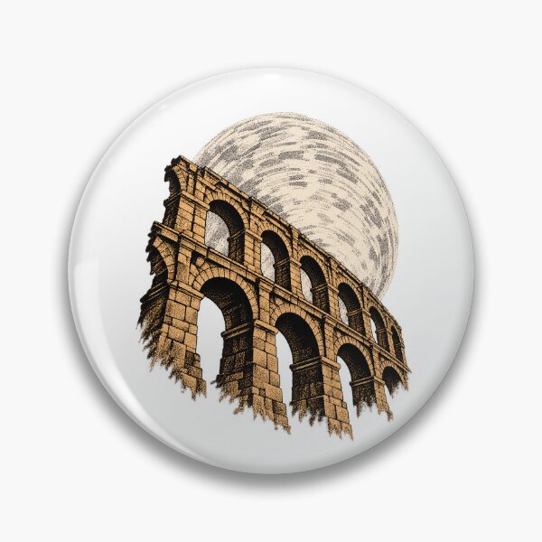Item preview, Aqueduct Night Stone Arches Moon Illustration designed and sold by sasaPRO.