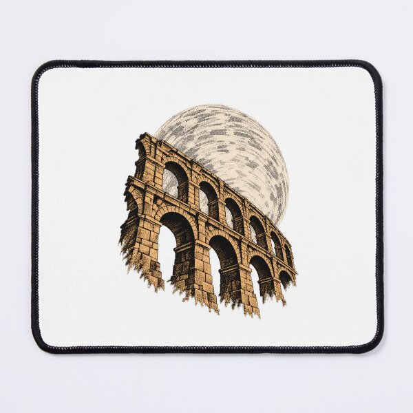 Item preview, Aqueduct Night Stone Arches Moon Illustration designed and sold by sasaPRO.