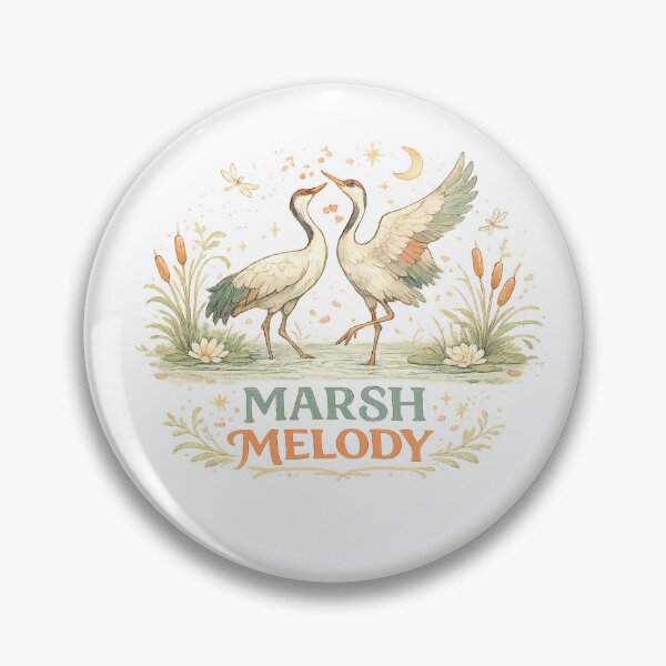 Item preview, Marsh Melody Dancing Cranes Wetland Wildlife Cottagecore Nature Design designed and sold by inkoutninja.