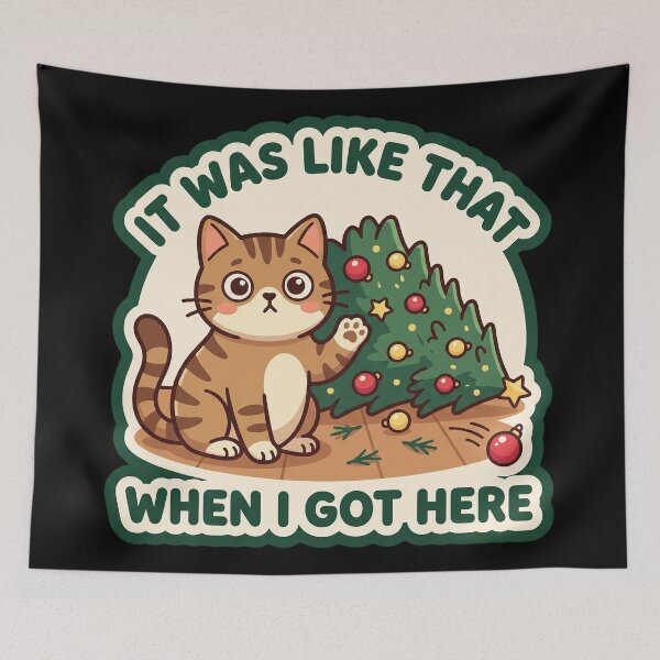 Item preview, Cat Christmas Tree Alibi — It Was Like That designed and sold by TheCalmEdit.
