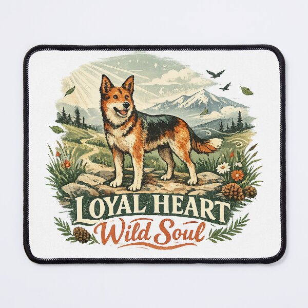 Item preview, Loyal Heart Wild Soul Adventure Dog Mountain Hiking Nature Design designed and sold by inkoutninja.