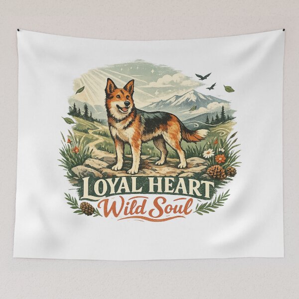 Item preview, Loyal Heart Wild Soul Adventure Dog Mountain Hiking Nature Design designed and sold by inkoutninja.