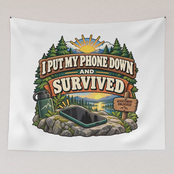 Item preview, I Put My Phone Down and Survived – Digital Detox Humor designed and sold by FindYouByZ.