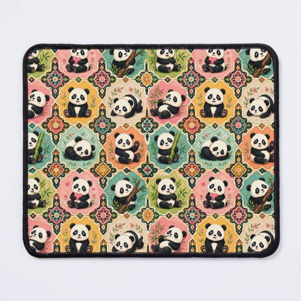 Artikelvorschau, Niedliche Panda-Tessellation – Kawaii-Pandabären in farbenfrohen, dekorativen Mustern entworfen und verkauft von vinothmech53.