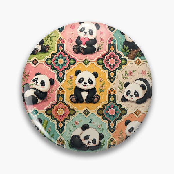 Item preview, Cute Panda Tessellation – Kawaii Panda Bears in Colorful Decorative Patterns designed and sold by vinothmech53.
