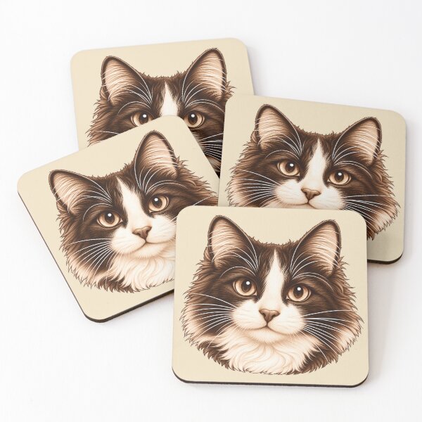 Item preview, Monochromatic Sepia Tuxedo Cat - Vintage Art designed and sold by Myra365Art.