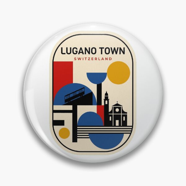 Artikelvorschau, Retro-Stadtbild von Lugano im Bauhaus-Stil, geometrische Skyline entworfen und verkauft von k3rstman1.