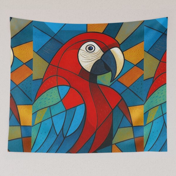 Item preview, Red-Cheeked Macaw Painting – Colorful Tropical Parrot designed and sold by GalleryKauffeld.