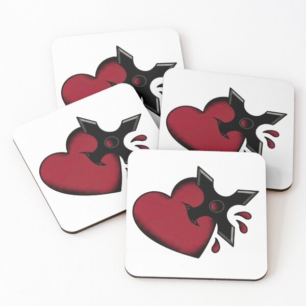 Item preview, Corazón con shuriken old school tattoo designed and sold by Mario-Mora-Art.