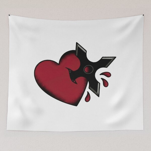 Item preview, Heart with shuriken old school tattoo designed and sold by Mario-Mora-Art.
