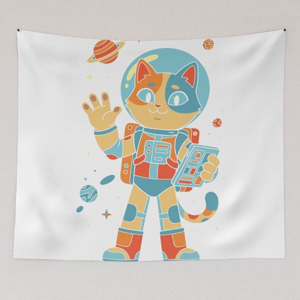 Item preview, Cute Astronaut Cat Space Galaxy Waving Cartoon Art designed and sold by Rupesh-Art26.