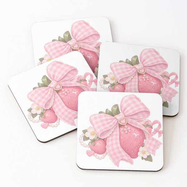 Aperçu de l'œuvre Pink Strawberry Coquette Bow Aesthetic créée et vendue par Kiralemon.