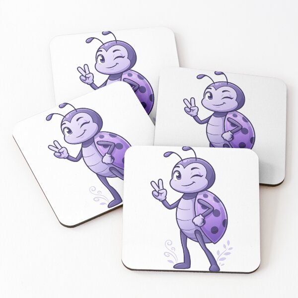 Item preview, Cute Purple Ladybug Winking Peace Sign Cartoon Art  designed and sold by Rupesh-Art26.