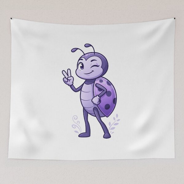 Item preview, Cute Purple Ladybug Winking Peace Sign Cartoon Art  designed and sold by Rupesh-Art26.