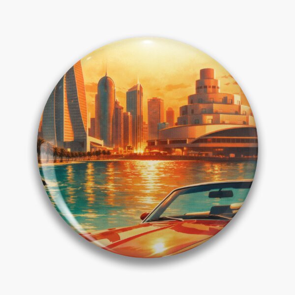 Item preview, Retro Pop Art Poster Illustration of Doha | Bold Corniche Skyline & Arabian Gulf City Print | Vintage Travel Wall Art Decor designed and sold by PaintedPixels01.
