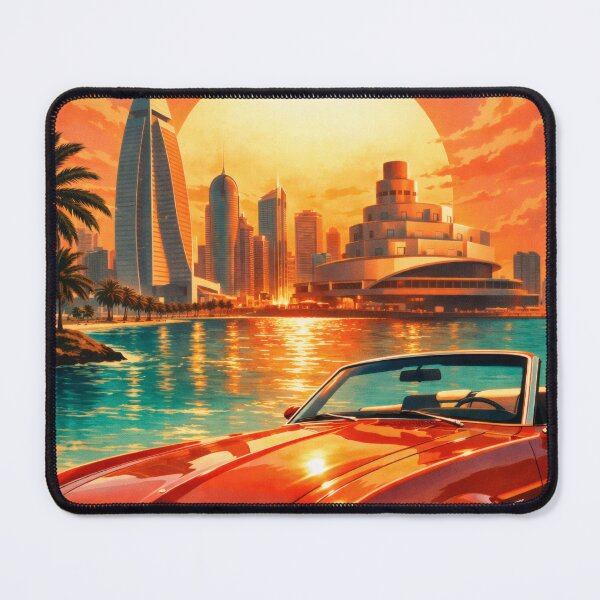 Item preview, Retro Pop Art Poster Illustration of Doha | Bold Corniche Skyline & Arabian Gulf City Print | Vintage Travel Wall Art Decor designed and sold by PaintedPixels01.