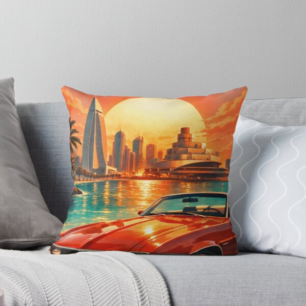 Item preview, Retro Pop Art Poster Illustration of Doha | Bold Corniche Skyline & Arabian Gulf City Print | Vintage Travel Wall Art Decor designed and sold by PaintedPixels01.