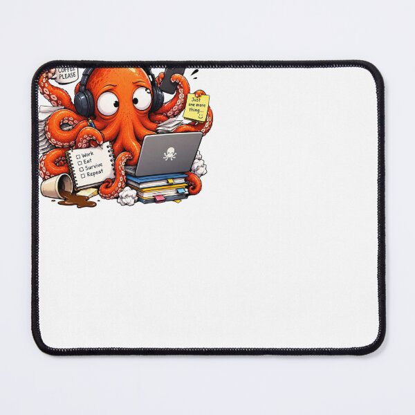 Item preview, Overworked Octopus Multitasking Funny Work Burnout Coffee designed and sold by hemokhtar.