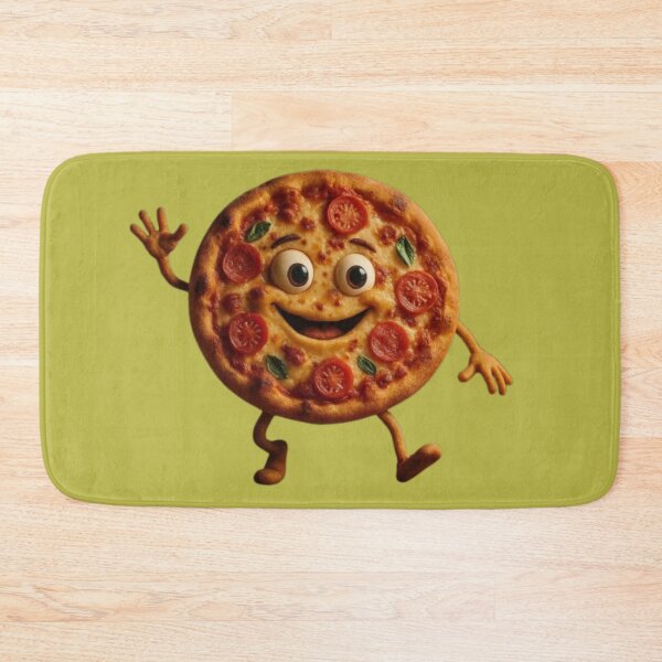 Aperçu de l'œuvre Happy Pizza | Cute Funny Pizza Mascot créée et vendue par Catfcreations.