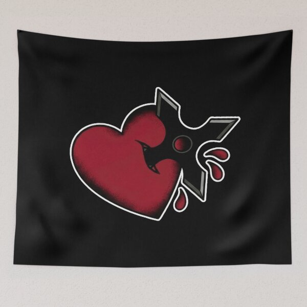 Item preview, Heart with shuriken old school tattoo designed and sold by Mario-Mora-Art.