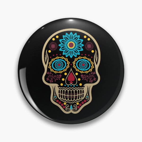 Artikelvorschau, Tag der Toten (Dia de Muertos) in Granat, Gold und Türkis entworfen und verkauft von Karate Octopus.