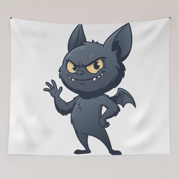 Item preview, Cute Evil Bat Waving Halloween Cartoon Vampire Art designed and sold by Rupesh-Art26.