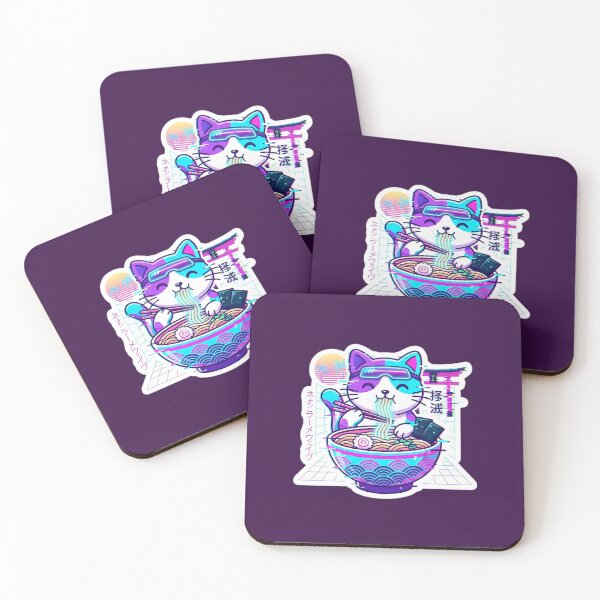 Item preview, Vaporwave Ramen Cat | Neon Retro Japanese Aesthetic Cat Design designed and sold by Flowing Colurs.