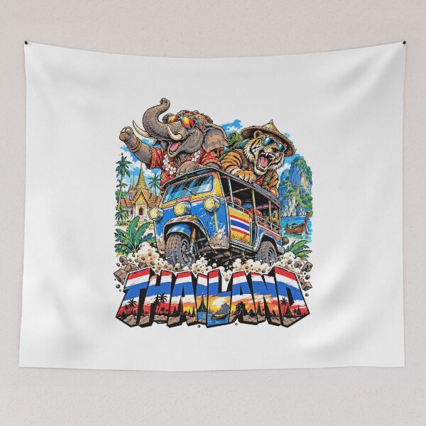 Item preview, Thailand Adventure with Elephant and Tiger designed and sold by EdwinkOne.