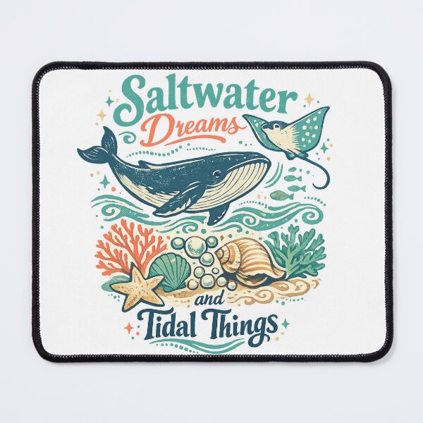 Item preview, Saltwater Dreams and Tidal Things Whale Ocean Marine Life Coastal Design designed and sold by inkoutninja.