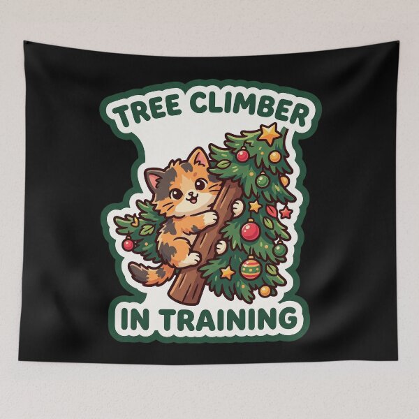 Item preview, Kitten Climbing Christmas Tree — In Training designed and sold by TheCalmEdit.