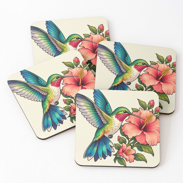 Item preview, Hummingbird And Pink Hibiscus Flower designed and sold by Imaginationbeyond.