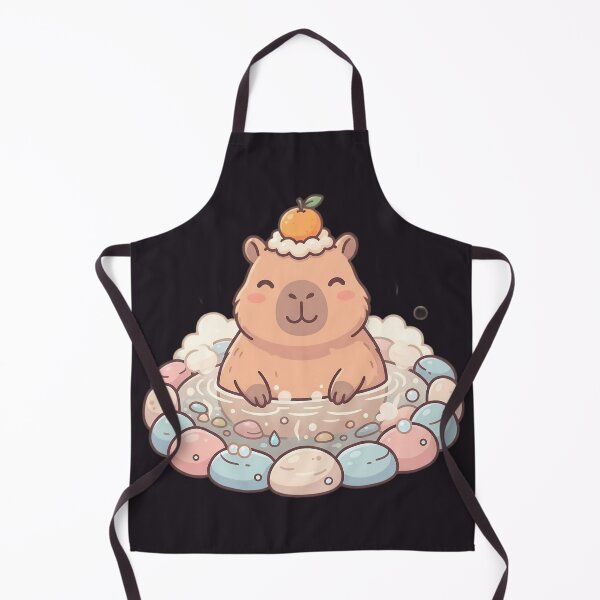 Item preview, Funny Capybara in Hot Spring with Orange | Cute Kawaii Japanese Design designed and sold by Flowing Colurs.