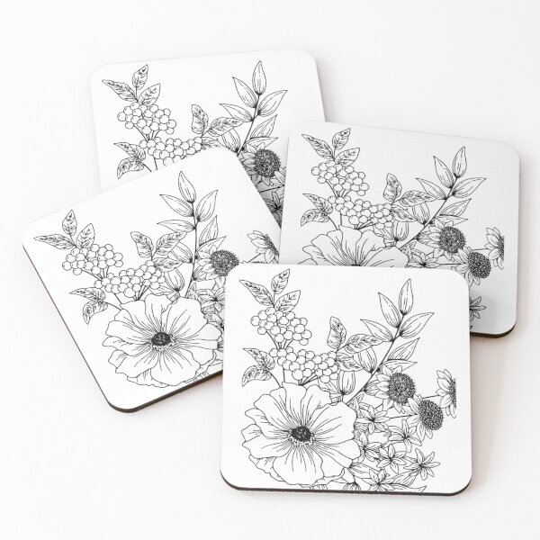 Item preview, Vintage Botanical Wildflower and Berry Illustration – Black and White Floral Line Art designed and sold by Sk1628.
