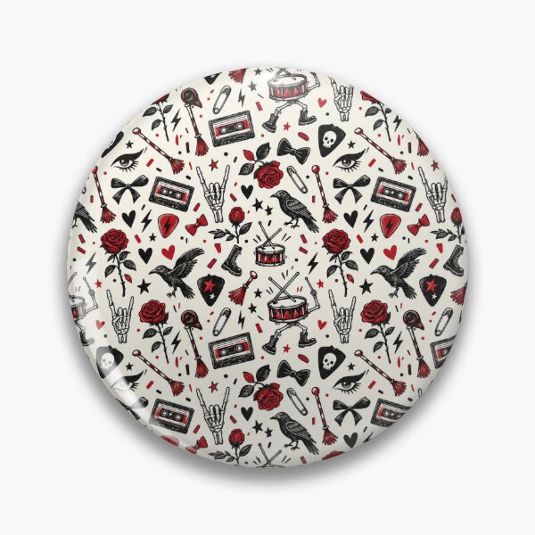 Item preview, Emo Doodle Pattern Skeleton Marching Drums Black Roses Gothic designed and sold by Fanverse Merchandise.
