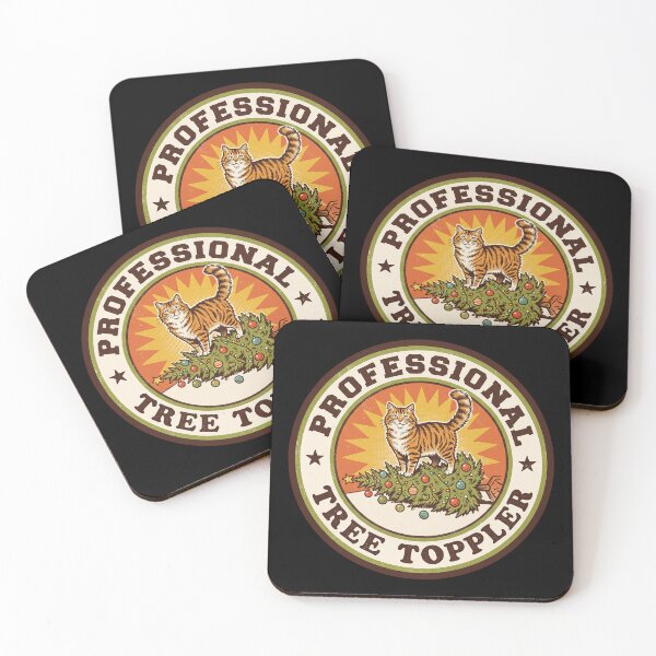 Item preview, Cat Tree Toppler — Retro 70s Christmas Badge designed and sold by TheCalmEdit.