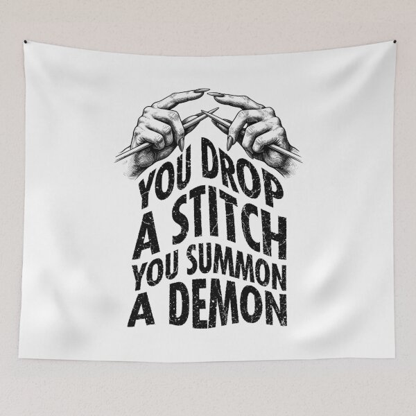 Item preview, Knitting Halloween Funny Witch Drop Stitch Summon Demon designed and sold by GrandeDuc.