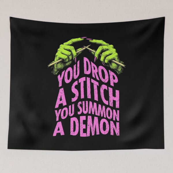 Item preview, Knitting Halloween Funny Witch Drop Stitch Summon Demon designed and sold by GrandeDuc.