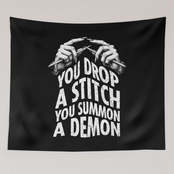 Item preview, Knitting Halloween Funny Witch Drop Stitch Summon Demon designed and sold by GrandeDuc.