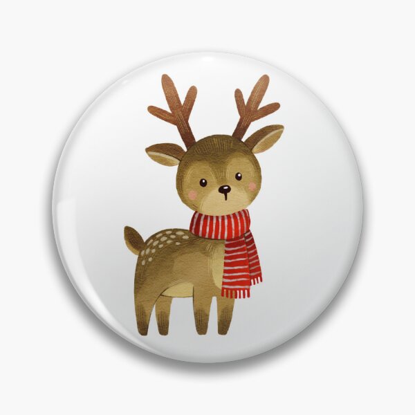 Item preview, Cute cartoon deer wearing red scarf with antlers standing against a plain background designed and sold by Ms. Iryna.