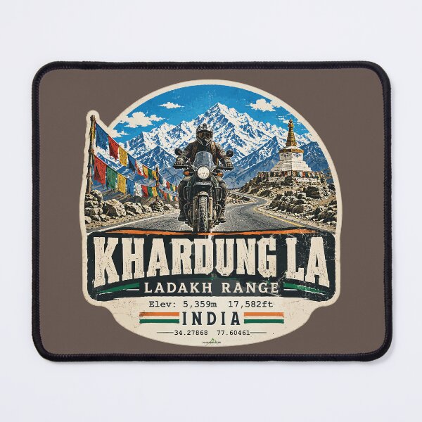 Item preview, Khardung La India Ladakh Range Motorcycle Sticker TShirt 04 designed and sold by OuterShellUK.