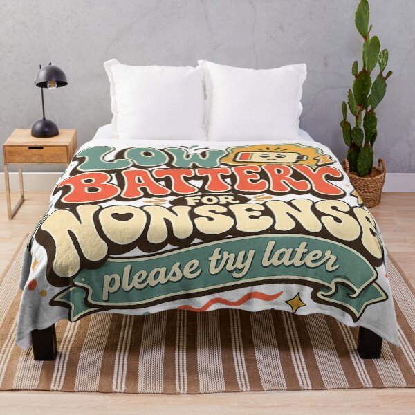 Item preview, Low Battery for Nonsense Funny Sarcastic Introvert Boundary Quote Design designed and sold by inkoutninja.