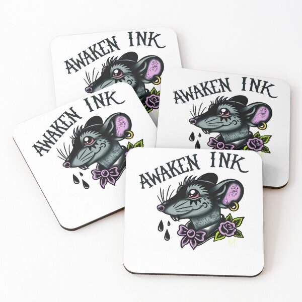 Item preview, Tattoo Style Rat Character Rose Dice Bow designed and sold by ArtWearClothing.