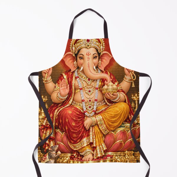 Item preview, Ganesha — Golden Blessings on a Lotus Throne designed and sold by LuluLeb.