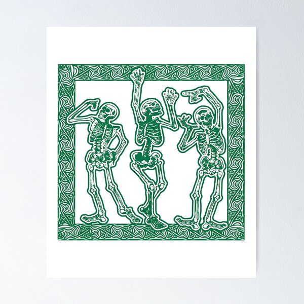 Item preview, Green Dancing Skeletons Ornate Border Art designed and sold by SoyLamderma.
