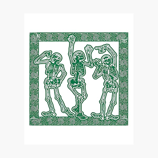 Item preview, Green Dancing Skeletons Ornate Border Art designed and sold by SoyLamderma.