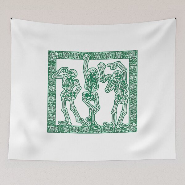 Item preview, Green Dancing Skeletons Ornate Border Art designed and sold by SoyLamderma.