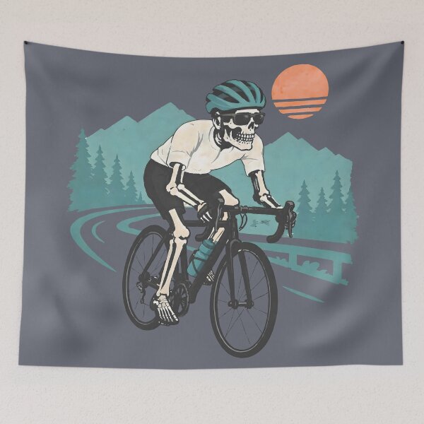 Item preview, Cyclist Skeleton Cool Bicycle Rider Landscape designed and sold by CreepyCornerArt.